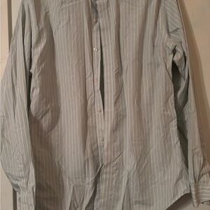 Classic Gray Striped Men's Button Down Shirt